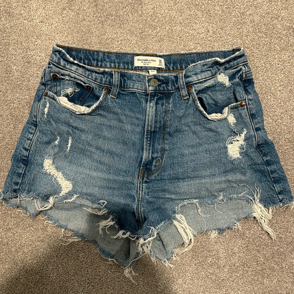 Abercrombie & Fitch Curve Love “The Mom Short” High Rise Demin Shorts